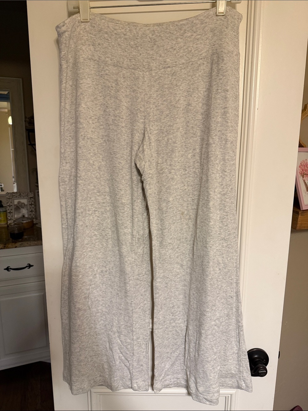 CAbi Light Heather Gray Wide-Leg Sweatpants